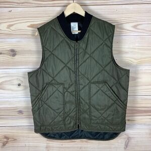 Vtg Walls Blizzard-Pruf Vest Mens L Green Quilted Insulated Full Zip USA 0832